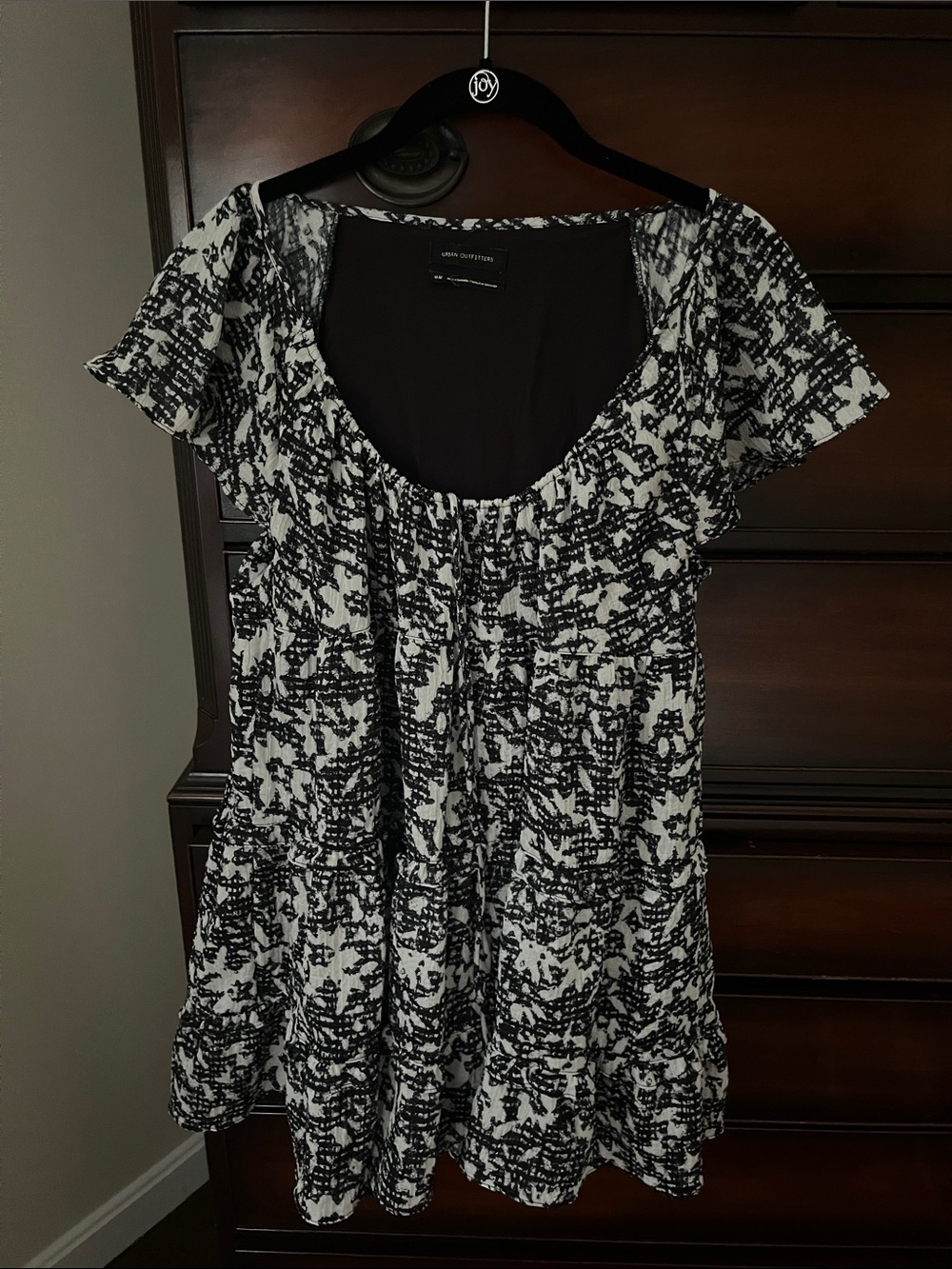Urban Outfitters Black & White Tiered Short Sleeve Mini dress